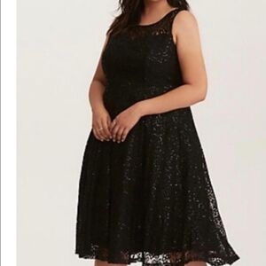 Torrid Elegant Lace and Seguins Black Midi Dress
